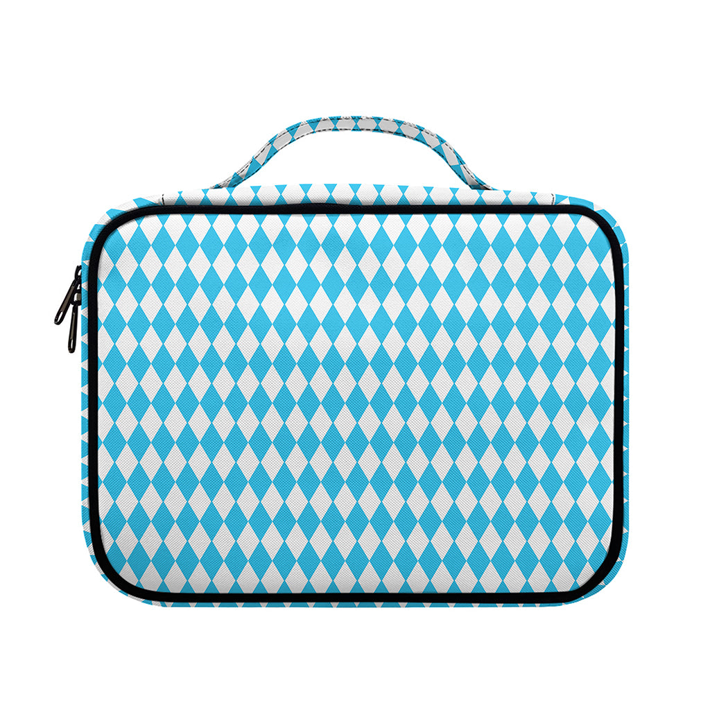 Blue And White Harlequin Pattern Print Briefcase Bible Bag