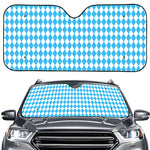 Blue And White Harlequin Pattern Print Car Windshield Sun Shade