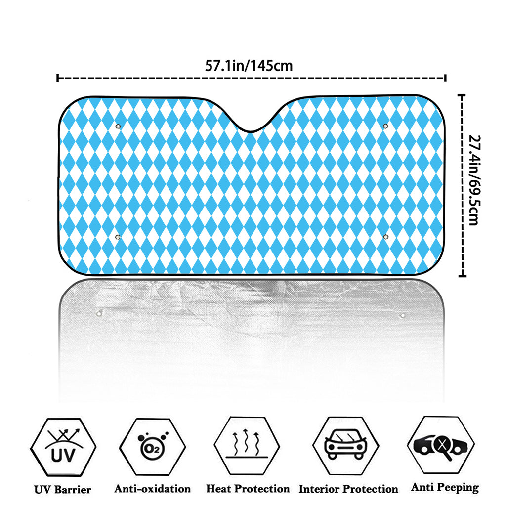 Blue And White Harlequin Pattern Print Car Windshield Sun Shade