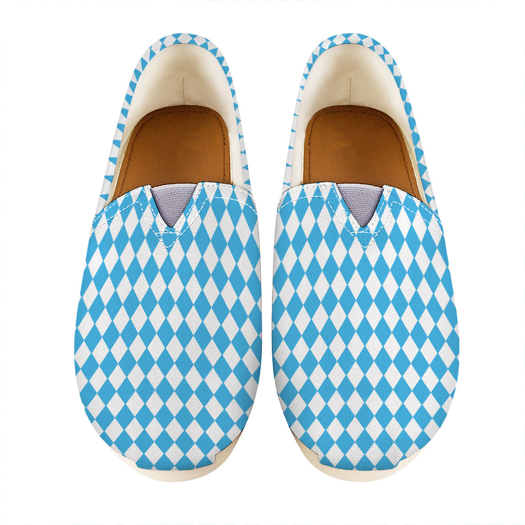 Blue And White Harlequin Pattern Print Casual Shoes