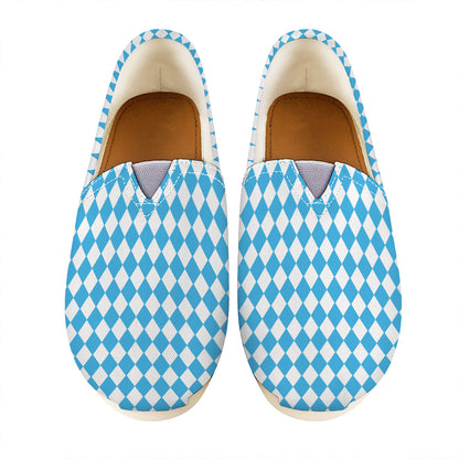 Blue And White Harlequin Pattern Print Casual Shoes