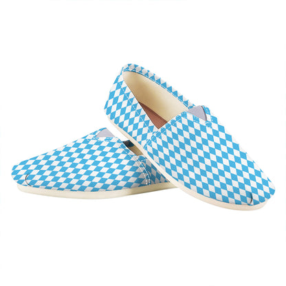 Blue And White Harlequin Pattern Print Casual Shoes