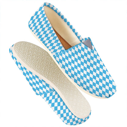 Blue And White Harlequin Pattern Print Casual Shoes