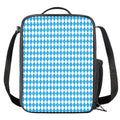 Blue And White Harlequin Pattern Print Crossbody Lunch Bag