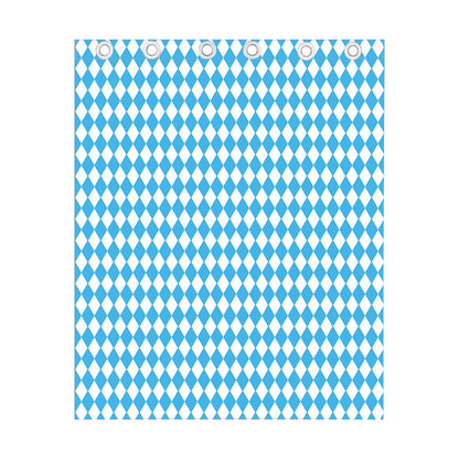 Blue And White Harlequin Pattern Print Curtain