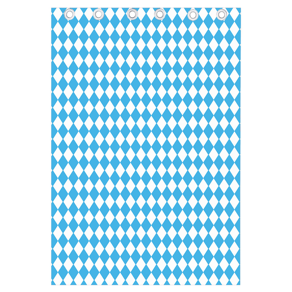 Blue And White Harlequin Pattern Print Curtain