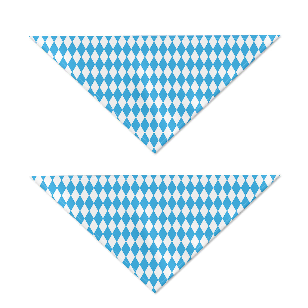 Blue And White Harlequin Pattern Print Dog Bandana