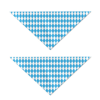 Blue And White Harlequin Pattern Print Dog Bandana