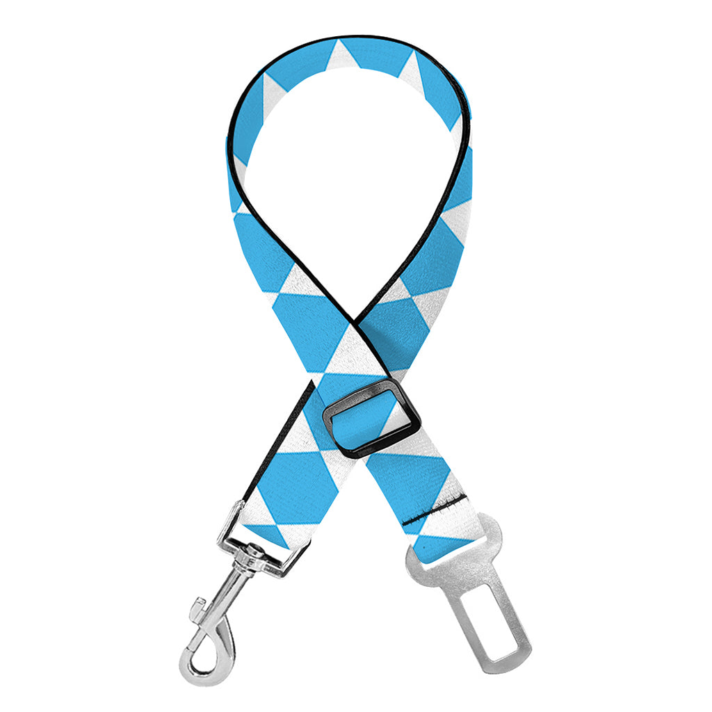 Blue And White Harlequin Pattern Print Dog Seat Belt