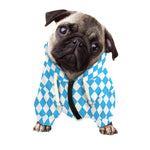 Blue And White Harlequin Pattern Print Dog Zip Up Hoodie