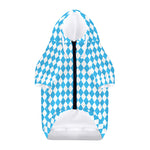 Blue And White Harlequin Pattern Print Dog Zip Up Hoodie