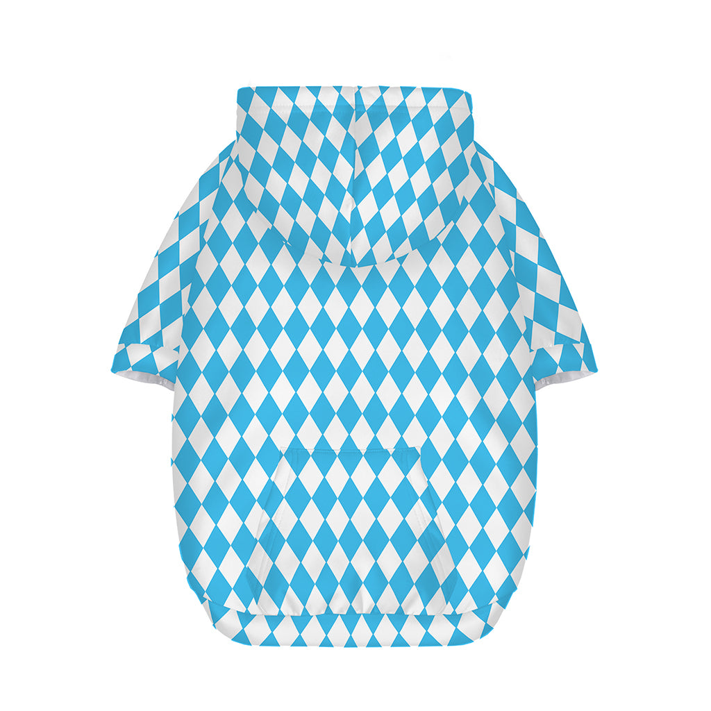 Blue And White Harlequin Pattern Print Dog Zip Up Hoodie