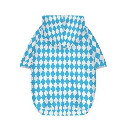 Blue And White Harlequin Pattern Print Dog Zip Up Hoodie