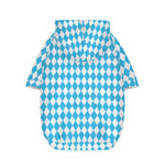Blue And White Harlequin Pattern Print Dog Zip Up Hoodie