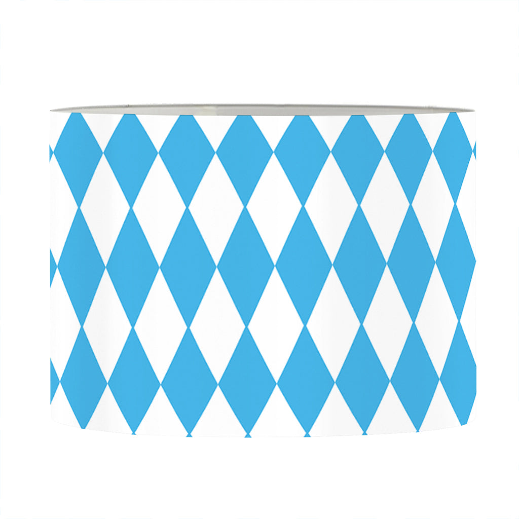 Blue And White Harlequin Pattern Print Drum Lamp Shade