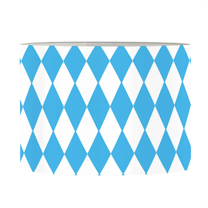Blue And White Harlequin Pattern Print Drum Lamp Shade
