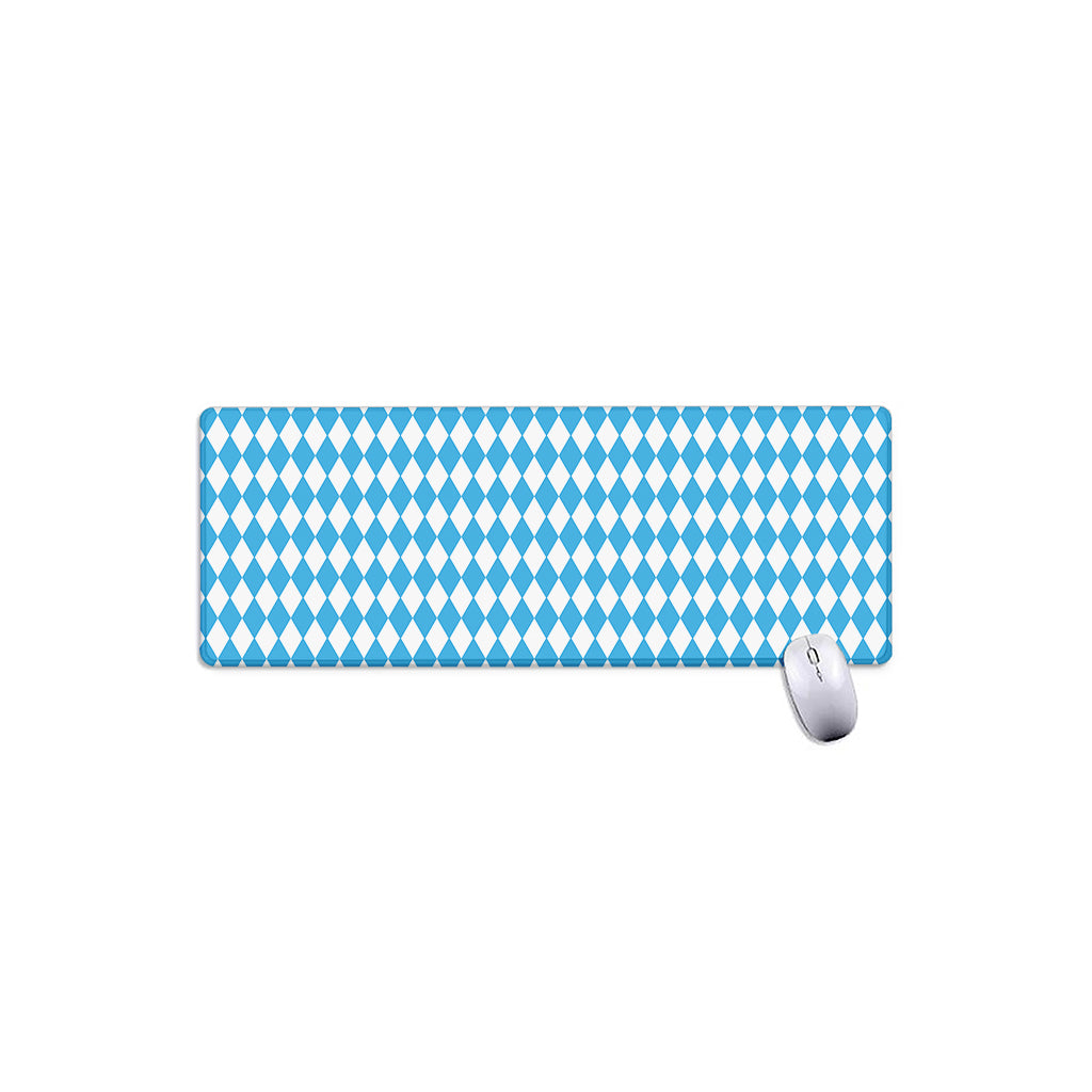 Blue And White Harlequin Pattern Print Extended Mouse Pad