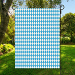 Blue And White Harlequin Pattern Print Garden Flag