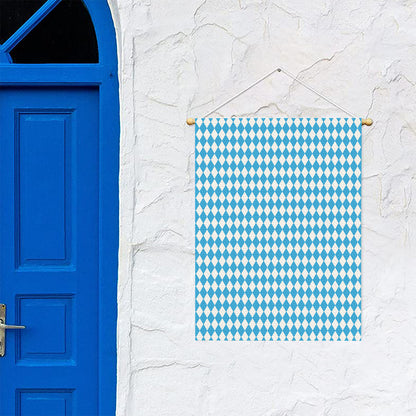 Blue And White Harlequin Pattern Print Garden Flag