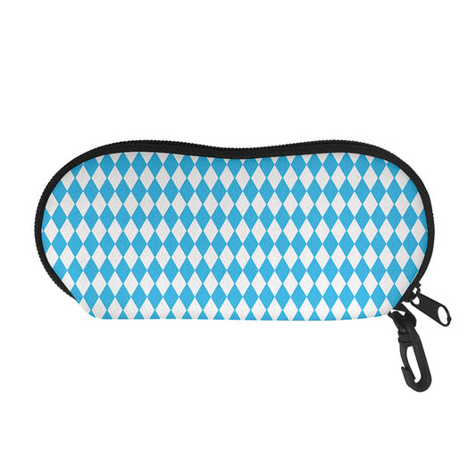 Blue And White Harlequin Pattern Print Glasses Case