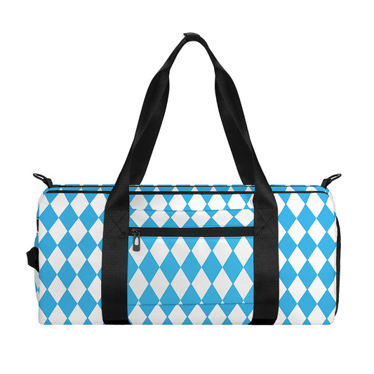 Blue And White Harlequin Pattern Print Gym Bag