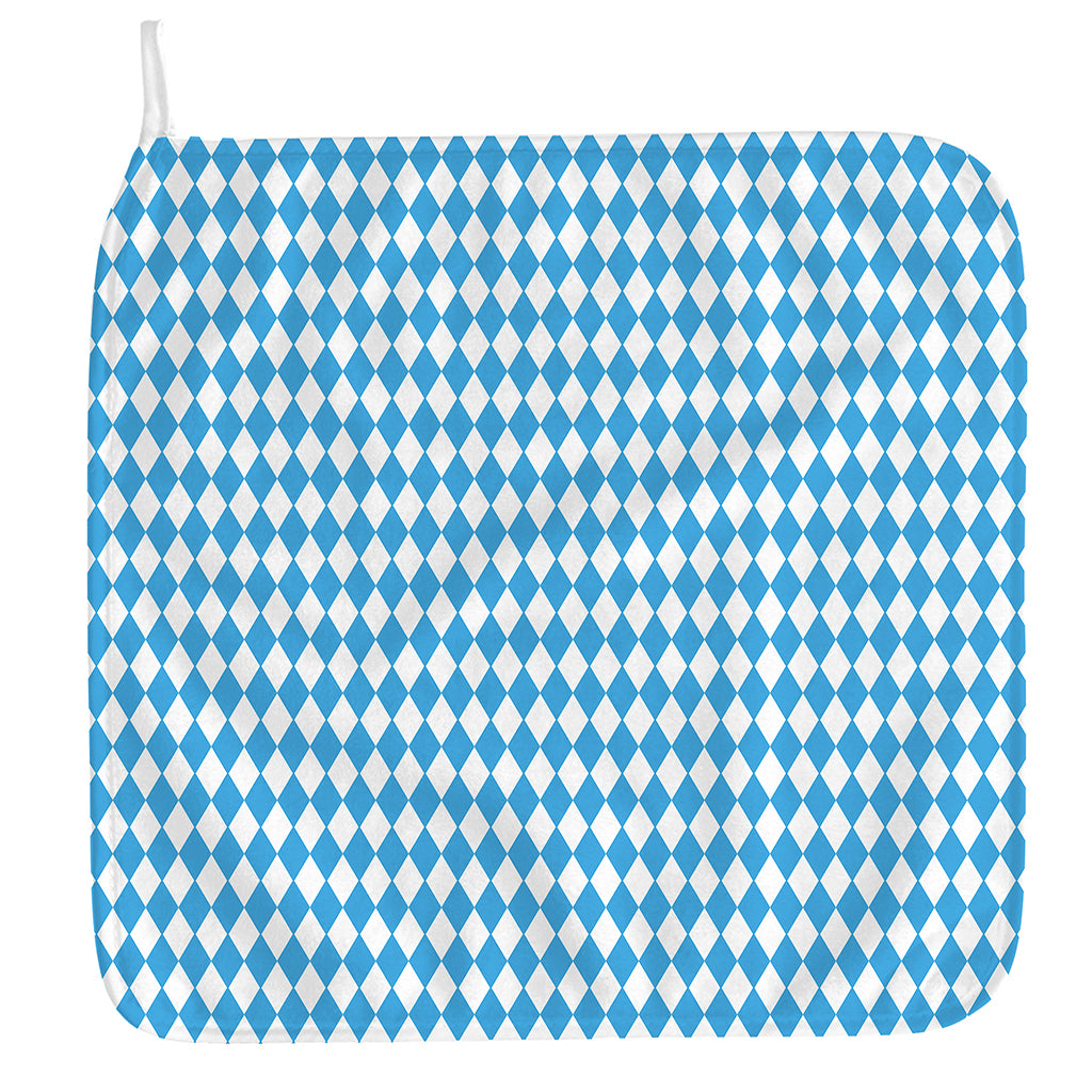 Blue And White Harlequin Pattern Print Hand Towel