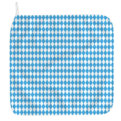 Blue And White Harlequin Pattern Print Hand Towel