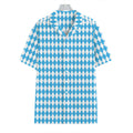 Blue And White Harlequin Pattern Print Hawaiian Shirt