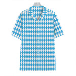 Blue And White Harlequin Pattern Print Hawaiian Shirt