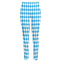 Blue And White Harlequin Pattern Print High-Waisted Pocket Leggings