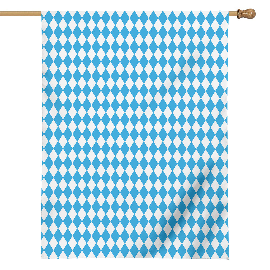 Blue And White Harlequin Pattern Print House Flag