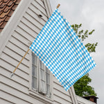 Blue And White Harlequin Pattern Print House Flag