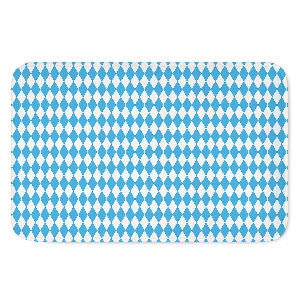 Blue And White Harlequin Pattern Print Indoor Door Mat