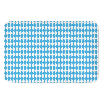 Blue And White Harlequin Pattern Print Indoor Door Mat