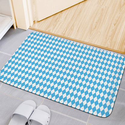 Blue And White Harlequin Pattern Print Indoor Door Mat