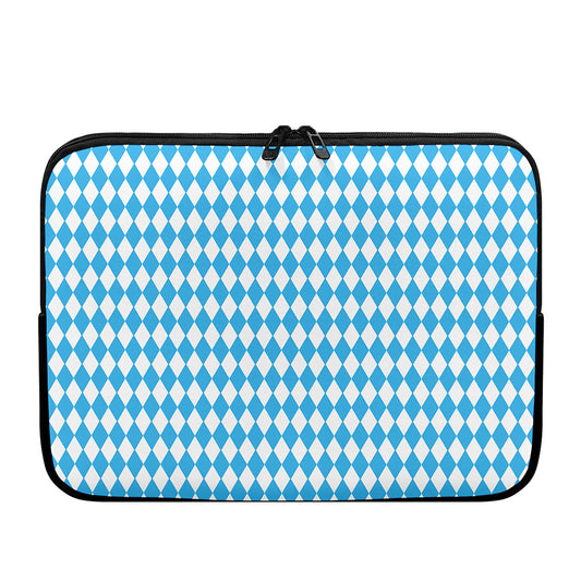 Blue And White Harlequin Pattern Print Laptop Sleeve
