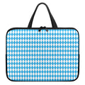 Blue And White Harlequin Pattern Print Laptop Sleeve With Handle