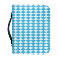 Blue And White Harlequin Pattern Print Leather Bible Cover
