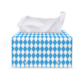 Blue And White Harlequin Pattern Print Leather Tissue Box Cover