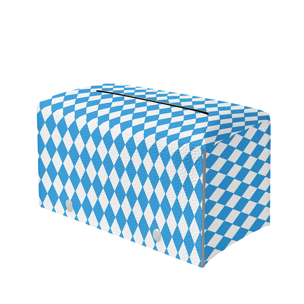 Blue And White Harlequin Pattern Print Leather Tissue Box Cover
