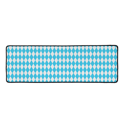 Blue And White Harlequin Pattern Print Long Kitchen Mat