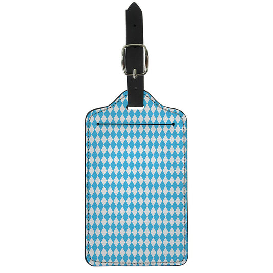 Blue And White Harlequin Pattern Print Luggage Tag