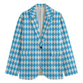 Blue And White Harlequin Pattern Print Men's Blazer