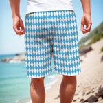 Blue And White Harlequin Pattern Print Men's Cargo Shorts