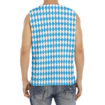 Blue And White Harlequin Pattern Print Men's Fitness Tank Top