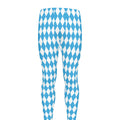 Blue And White Harlequin Pattern Print Men's Leggings