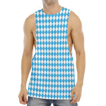 Blue And White Harlequin Pattern Print Men's Muscle Tank Top
