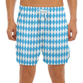 Blue And White Harlequin Pattern Print Men's Split Running Shorts