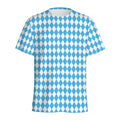 Blue And White Harlequin Pattern Print Men's Athletic T-Shirt