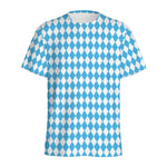Blue And White Harlequin Pattern Print Men's Sports T-Shirt